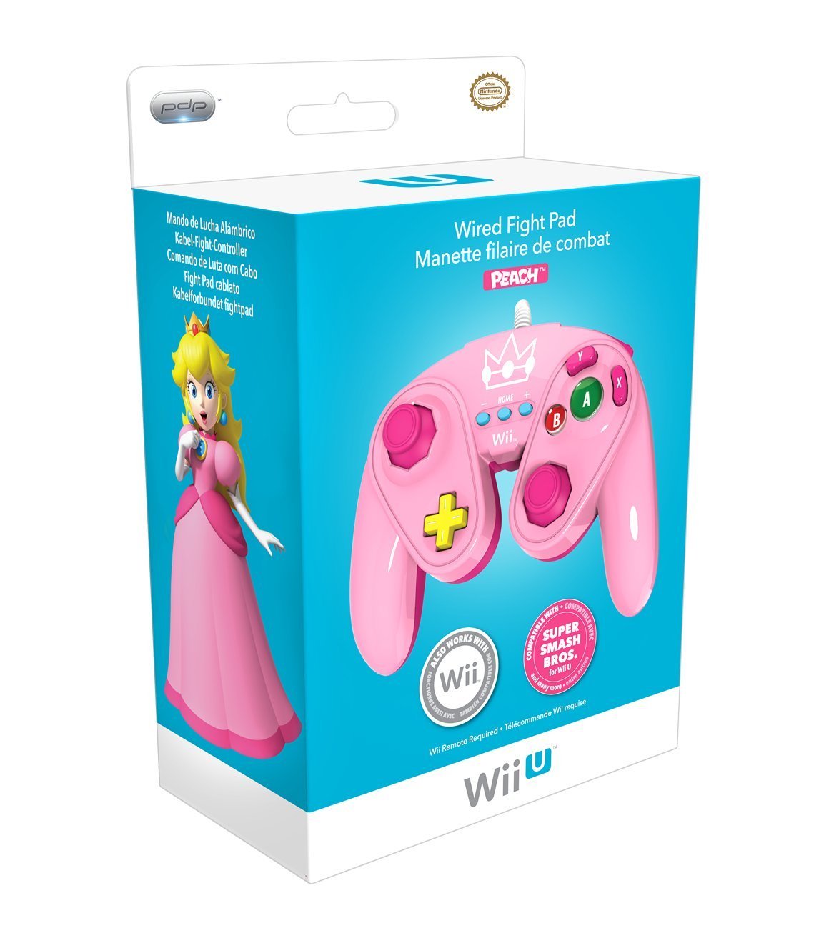 Nintendo Wii U Official PEACH Wired Fight Pad Classic Controller PDP