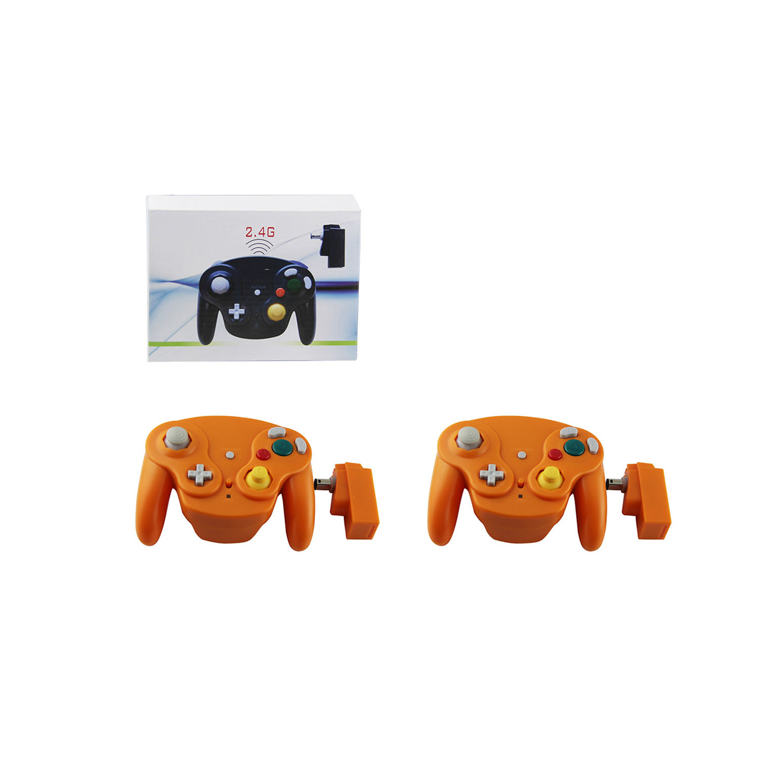 New Wii ORANGE Wireless Wave Controller Pad x2 (Hexir) Gamecube