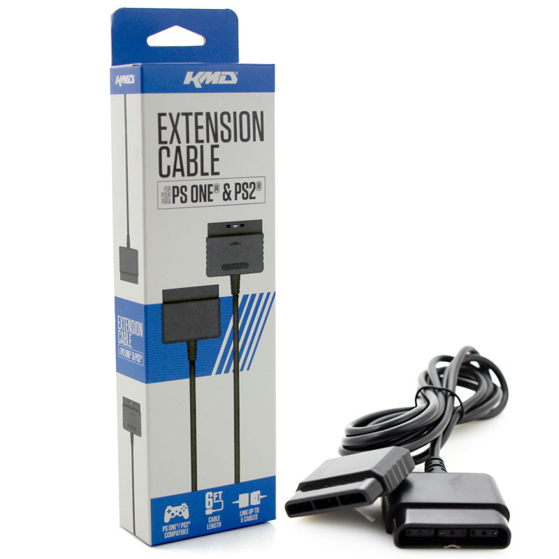 New PS2 PS1 6' Controller Extension Cable (KMD) Black PlayStation 1 2