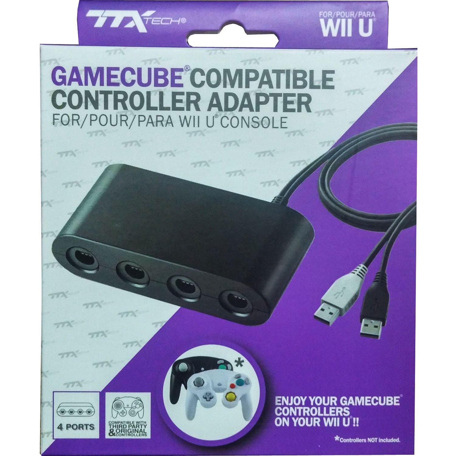 Nintendo Wii U 4 Port GameCube Controller Adapter TTX Tech New (USB 3